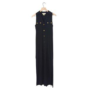 Michael Kors Navy Button Down Sleeveless Polo Maxi Dress Size XS